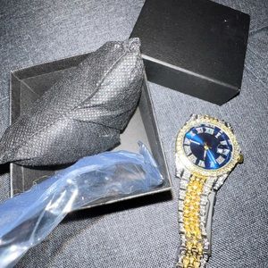Blue ICY clear Stone Watch